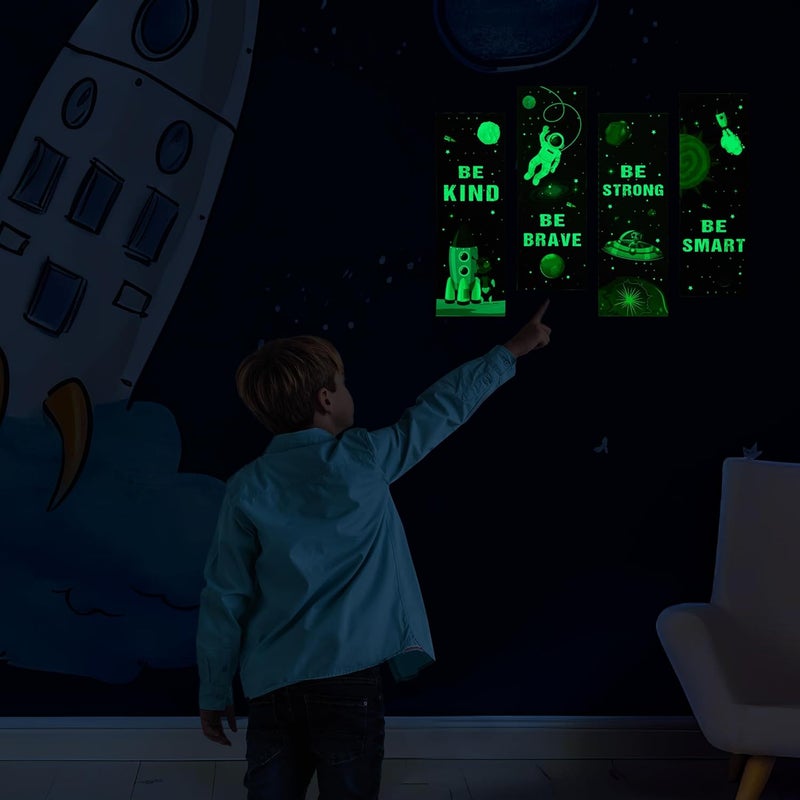 Robmoda Glow in The Dark Stars Boys Room Wall Decor, Planet Space Motivational Wall Art Inspirational Sticker, Peel and Stick Wall Decal Room Nursery Decorations - Image 3